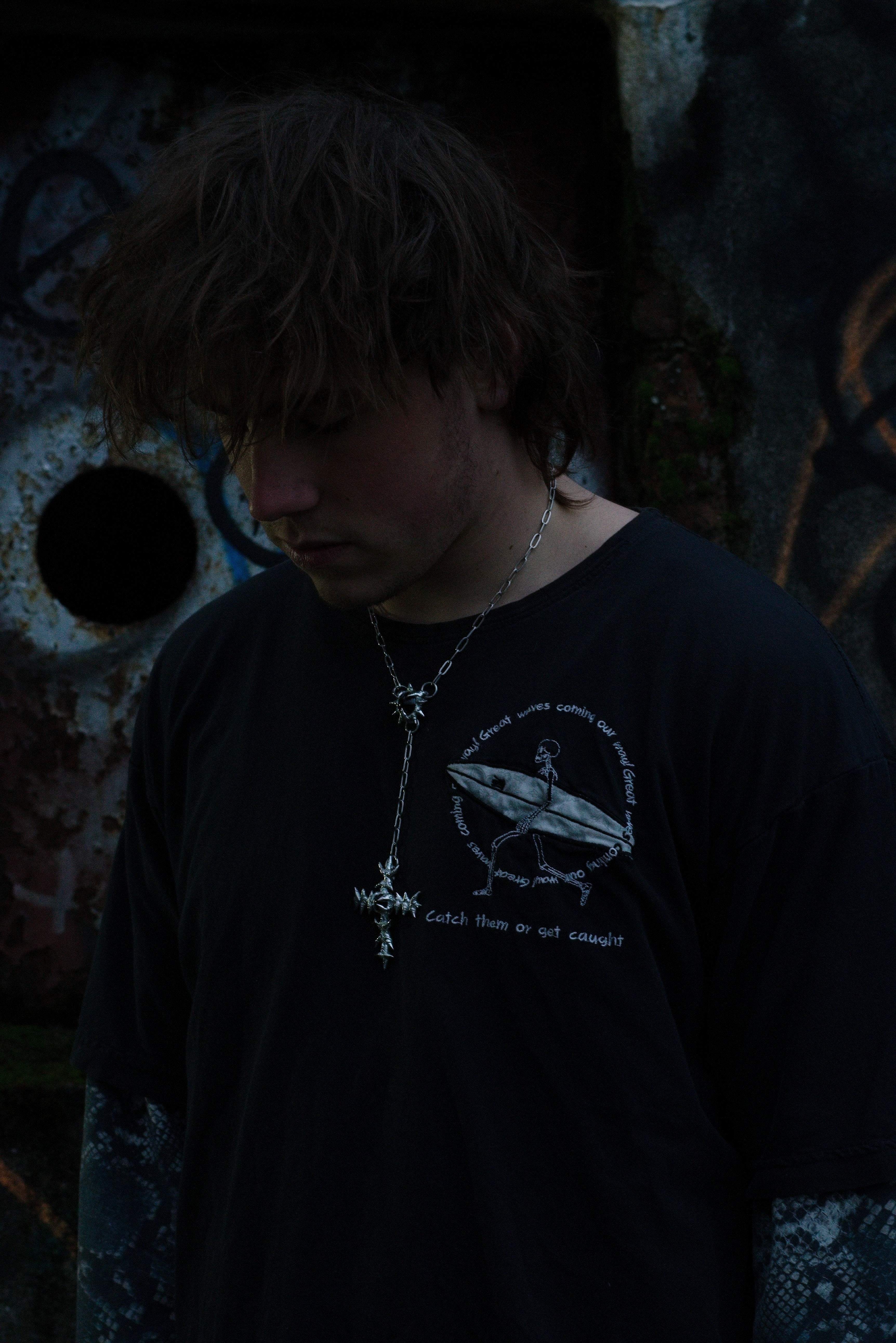 Cross and Orb Onyx Necklace