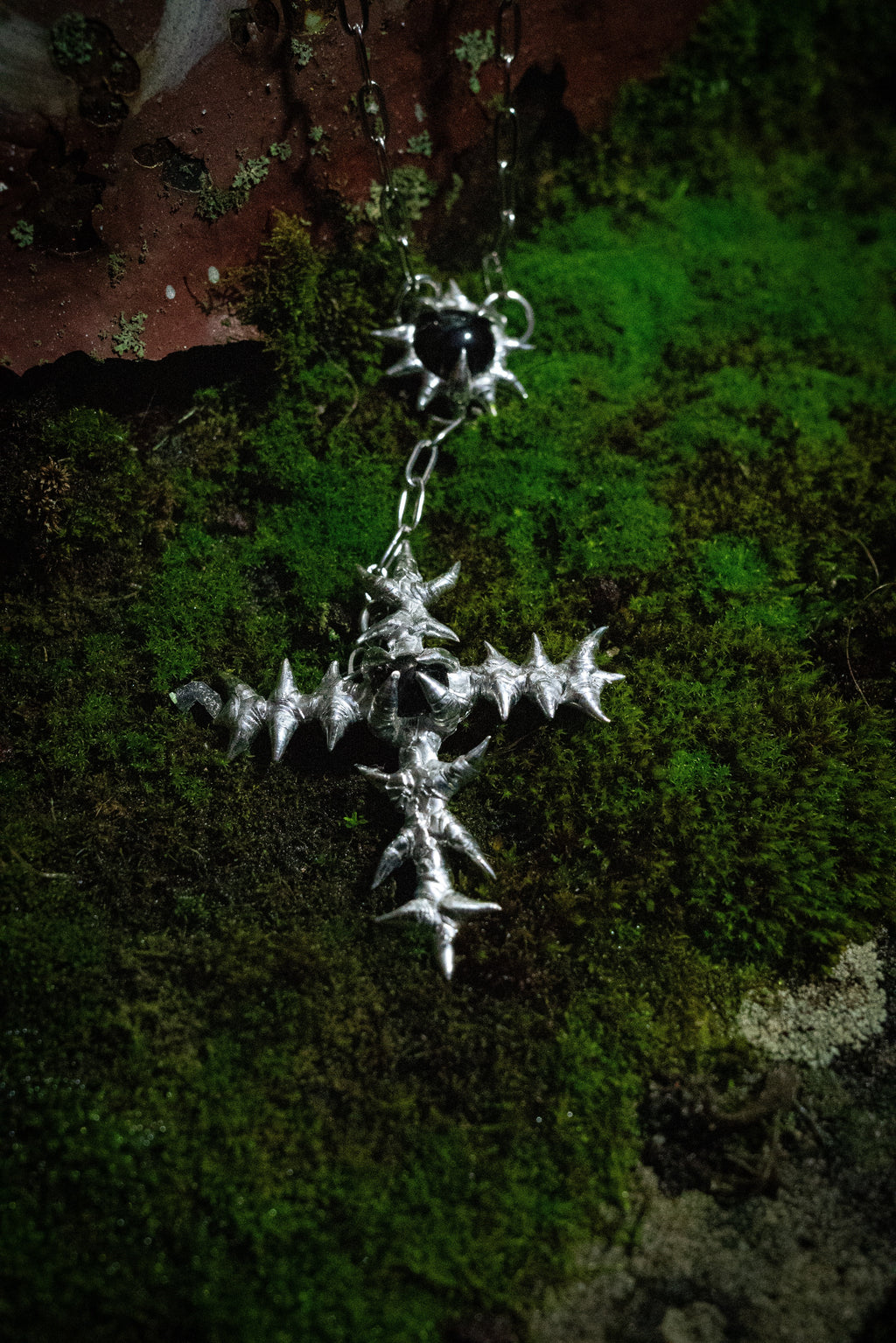 Cross and Orb Onyx Necklace