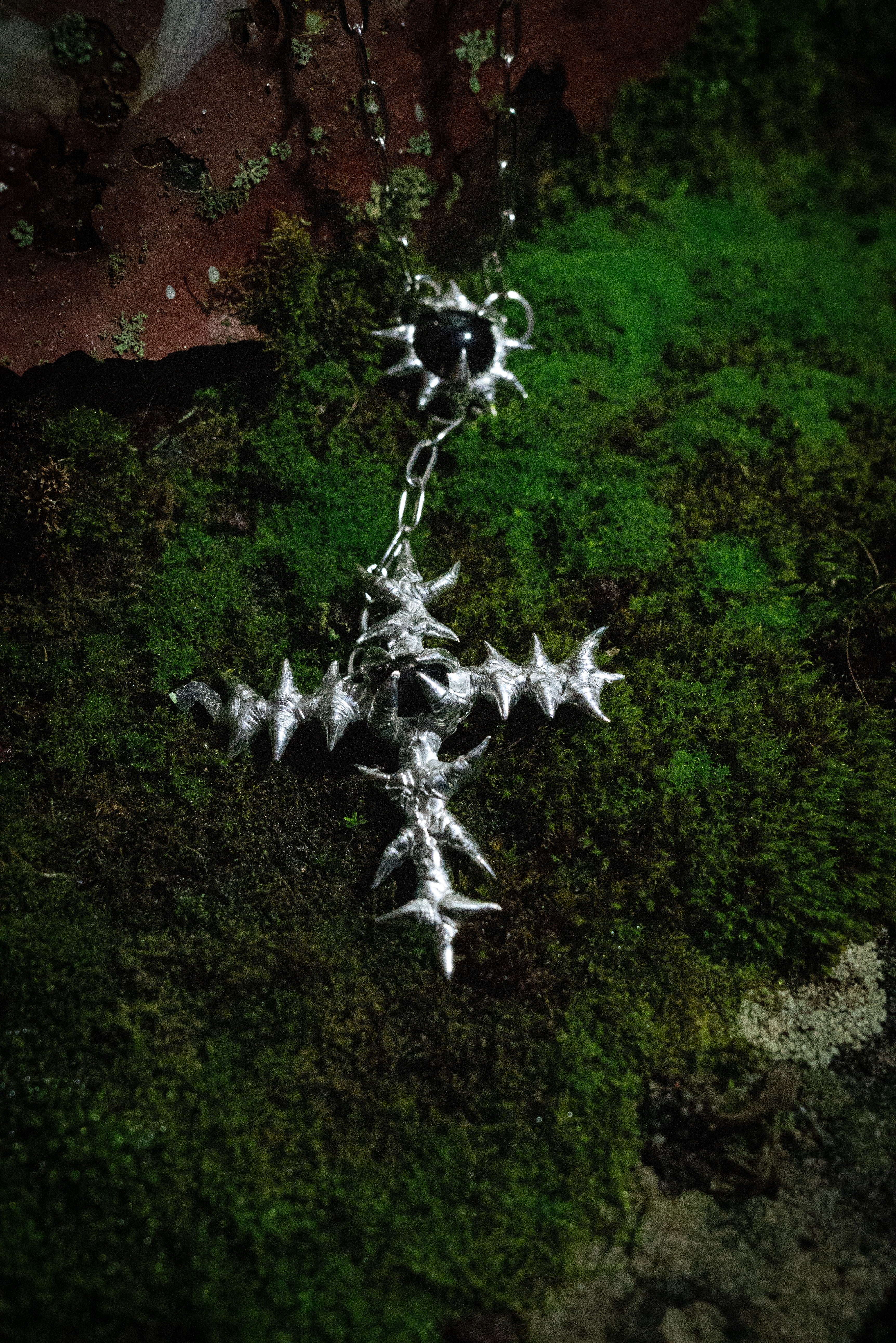 Cross and Orb Onyx Necklace