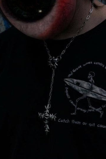 Cross and Orb Onyx Necklace