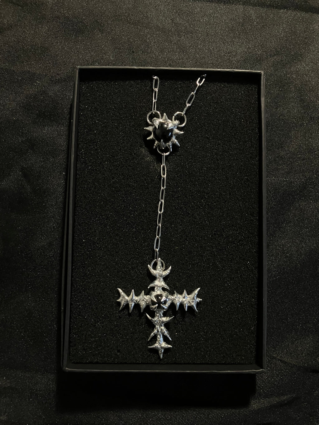 Cross and Orb Onyx Necklace